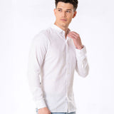 Neutonss White Linen Plain Shirt - Bullane