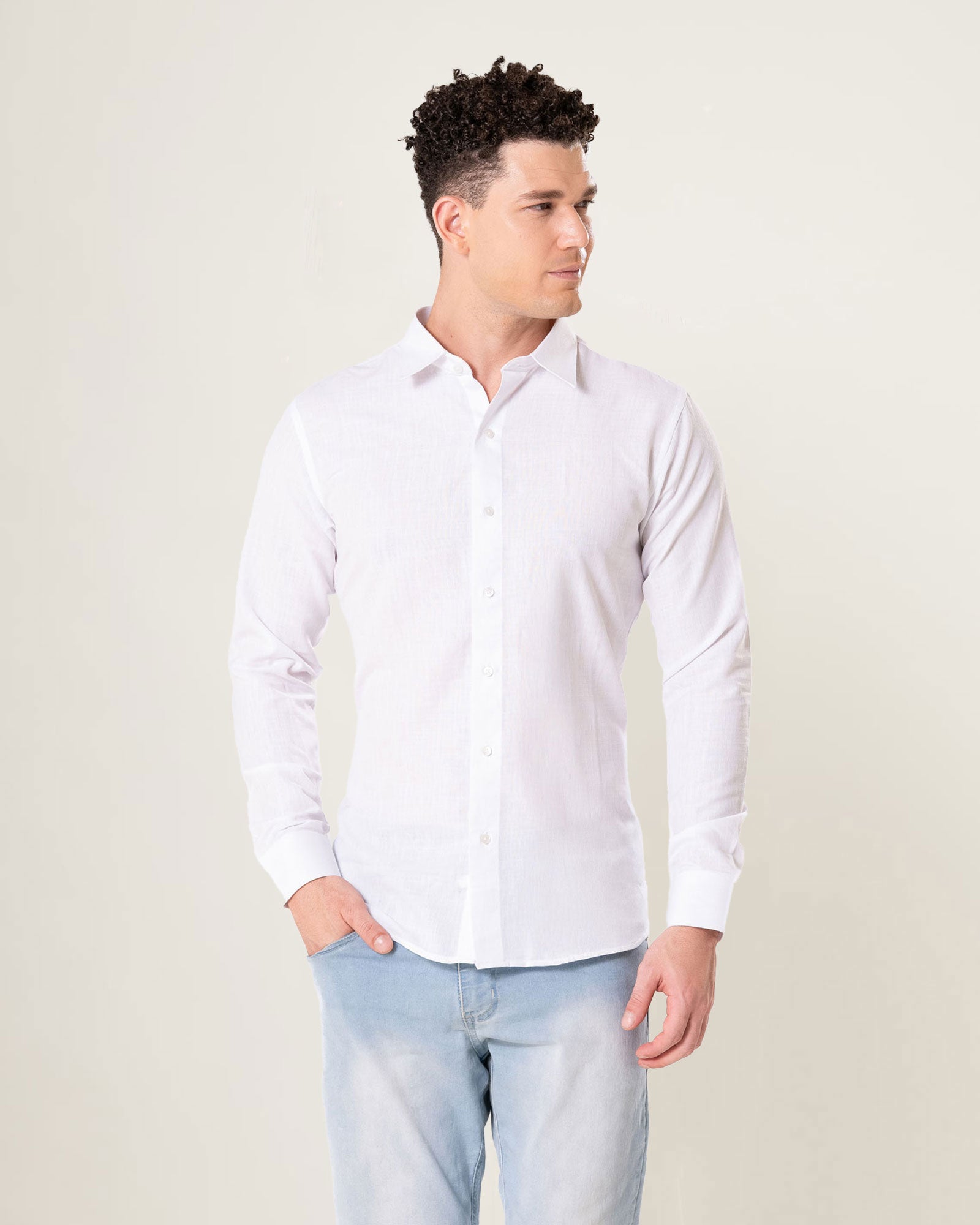 Neutonss White Linen Plain Shirt