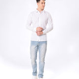Neutonss White Linen Plain Shirt - Bullane