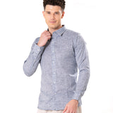 Neutonss Navy Blue Linen Plain Shirt - Bullane