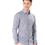 Neutonss Navy Blue Linen Plain Shirt - Bullane