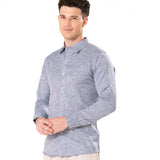 Neutonss Navy Blue Linen Plain Shirt - Bullane