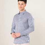 Neutonss Navy Blue Linen Plain Shirt