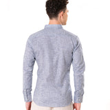 Neutonss Navy Blue Linen Plain Shirt - Bullane