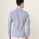 Neutonss Navy Blue Linen Plain Shirt