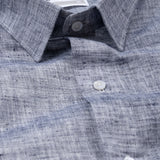 Neutonss Navy Blue Linen Plain Shirt