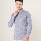 Neutonss Navy Blue Linen Plain Shirt