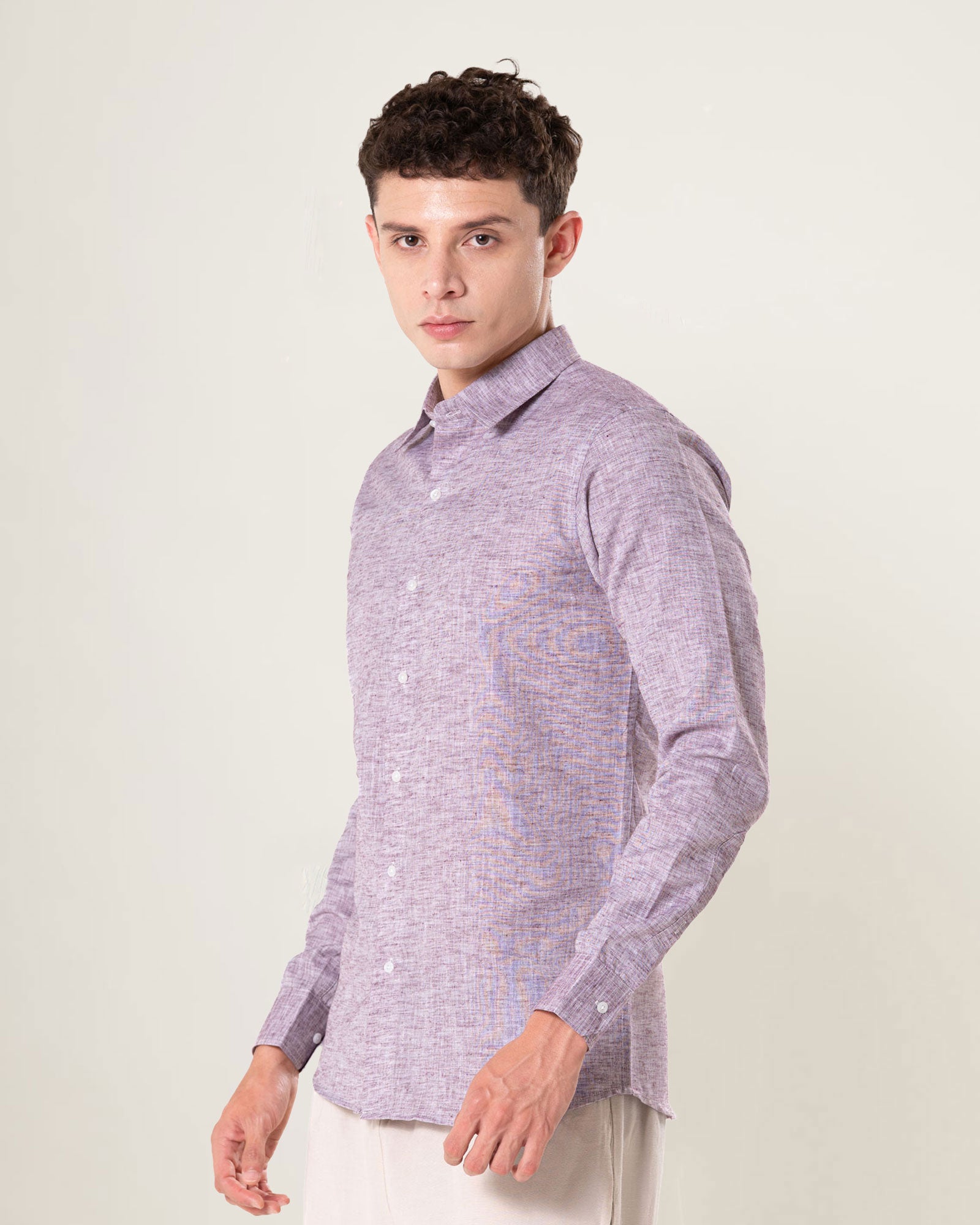 Neutonss Wine Linen Plain Shirt