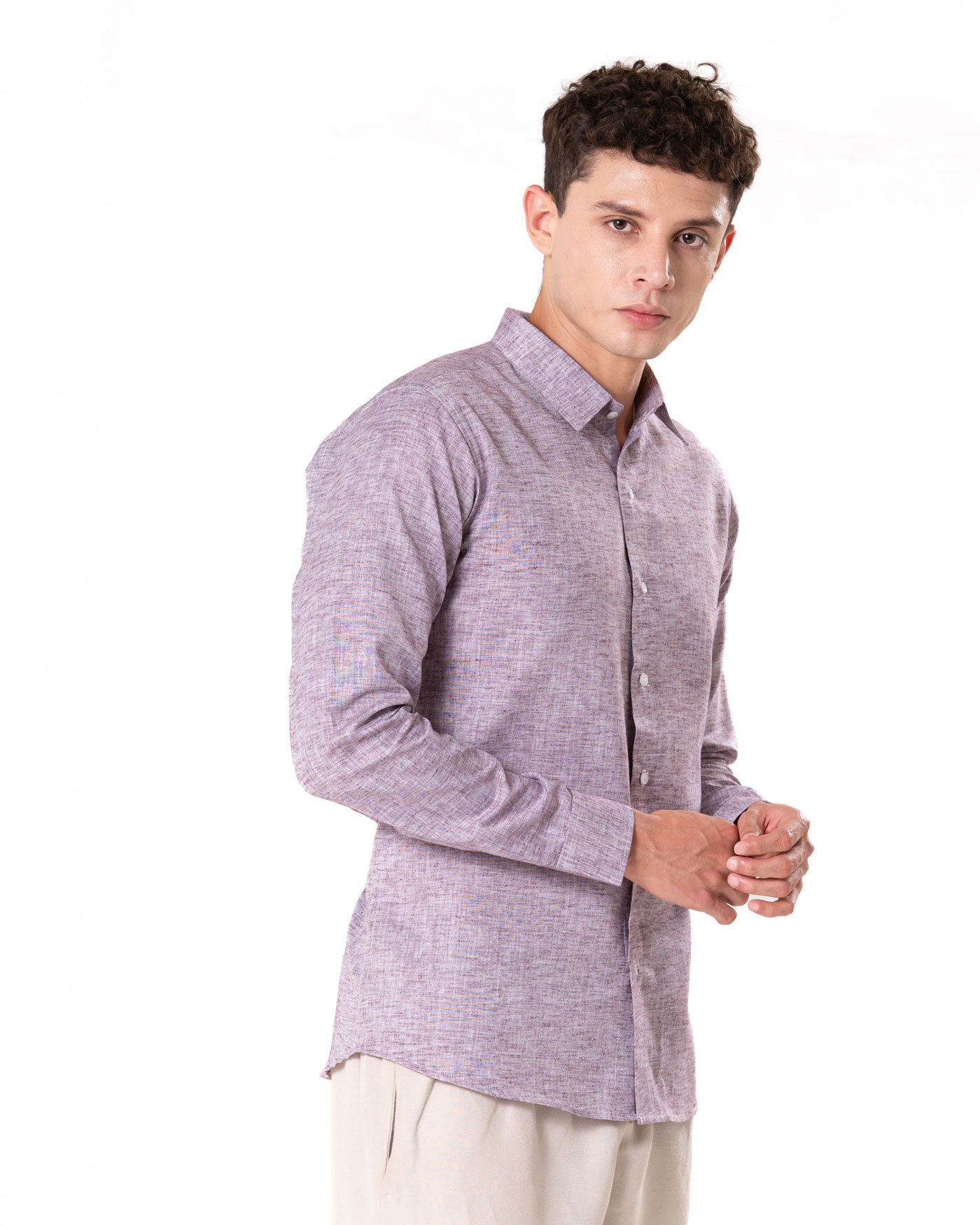 Neutonss Wine Linen Plain Shirt - Bullane