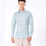 Neutonss Cyan Linen Plain Shirt - Bullane