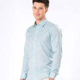 Neutonss Cyan Linen Plain Shirt - Bullane