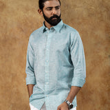 Neutonss Cyan Linen Plain Shirt