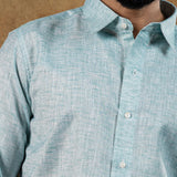 Neutonss Cyan Linen Plain Shirt