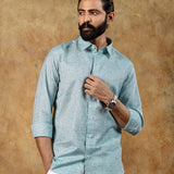 Neutonss Cyan Linen Plain Shirt