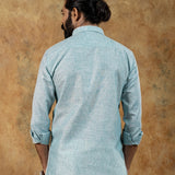 Neutonss Cyan Linen Plain Shirt
