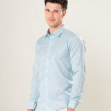 Neutonss Cyan Linen Plain Shirt