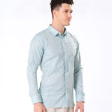 Neutonss Cyan Linen Plain Shirt - Bullane