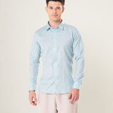 Neutonss Cyan Linen Plain Shirt