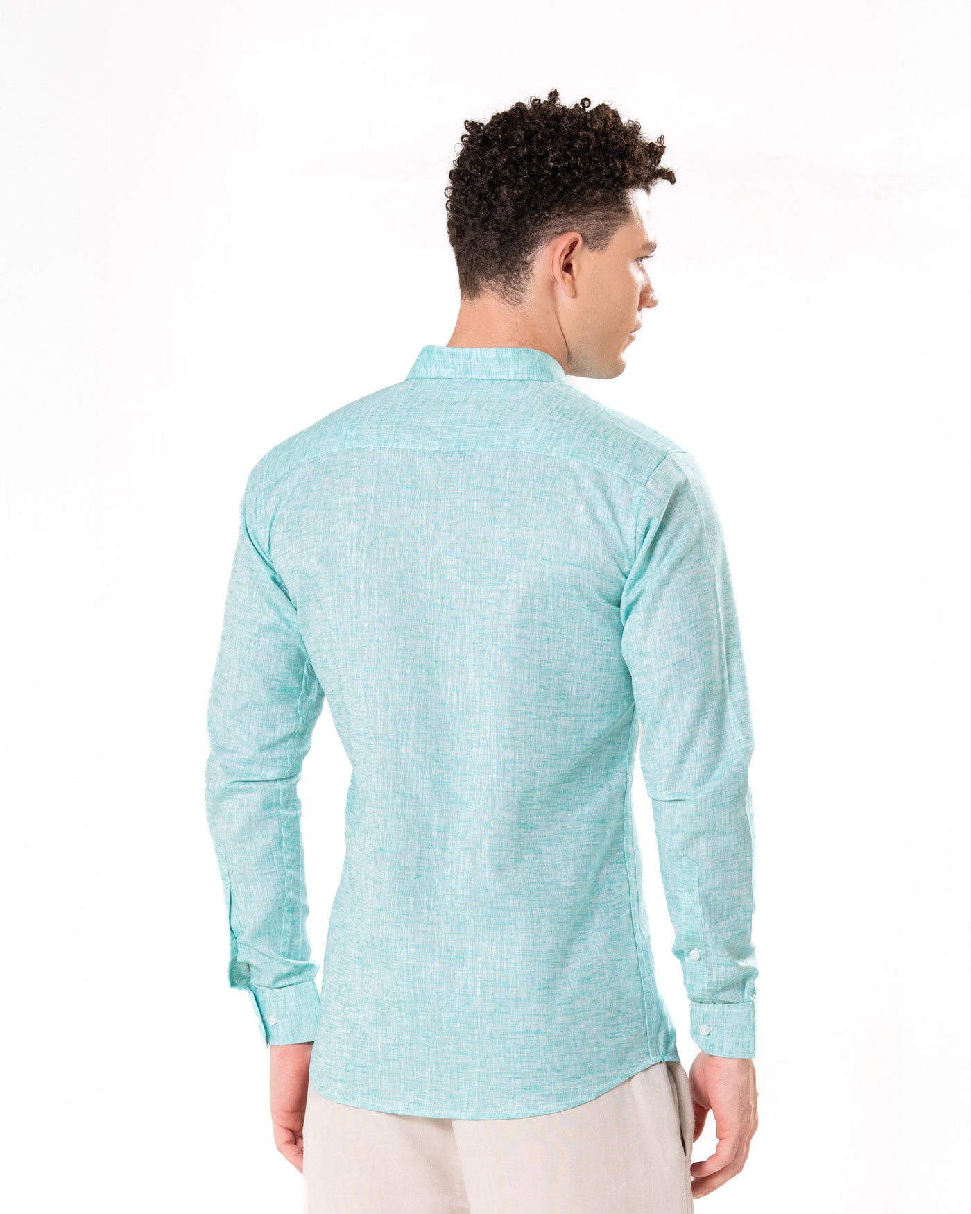 Neutonss Green Linen Plain Shirt - Bullane