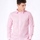 Neutonss Pink Linen Plain Shirt - Bullane