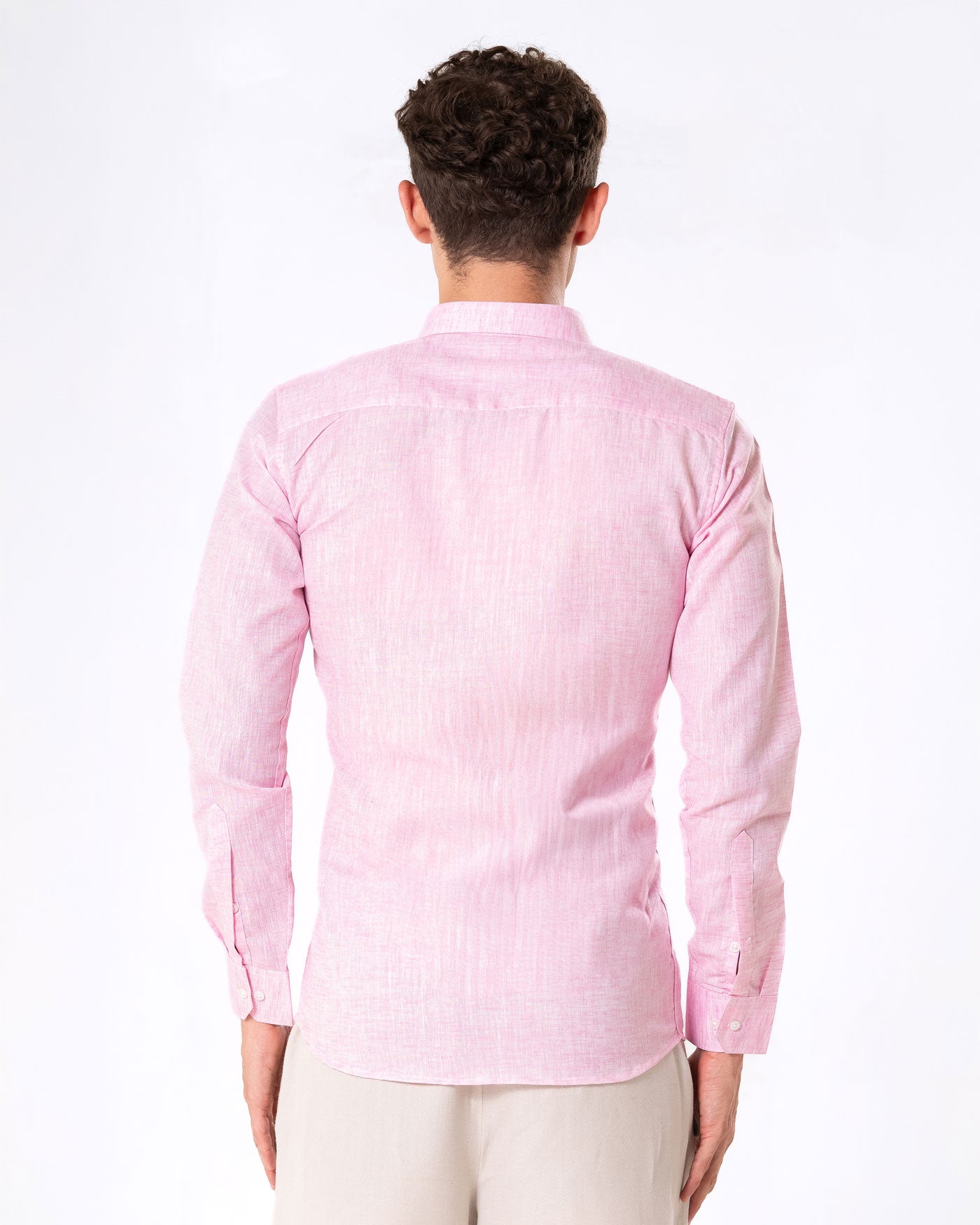 Neutonss Pink Linen Plain Shirt - Bullane