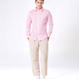 Neutonss Pink Linen Plain Shirt - Bullane