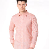 Neutonss Orange Linen Plain Shirt - Bullane