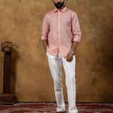 Neutonss Orange Linen Plain Shirt