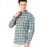 Murcia Green Cotton Checks Button Down Shirt - Bullane