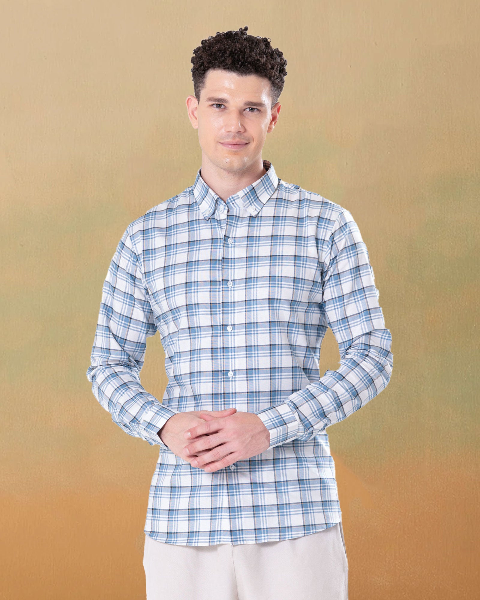 Murcia White Cotton Checks Button Down Shirt