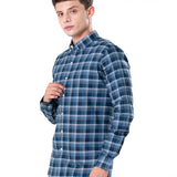 Murcia Blue Cotton Checks Button Down Shirt - Bullane