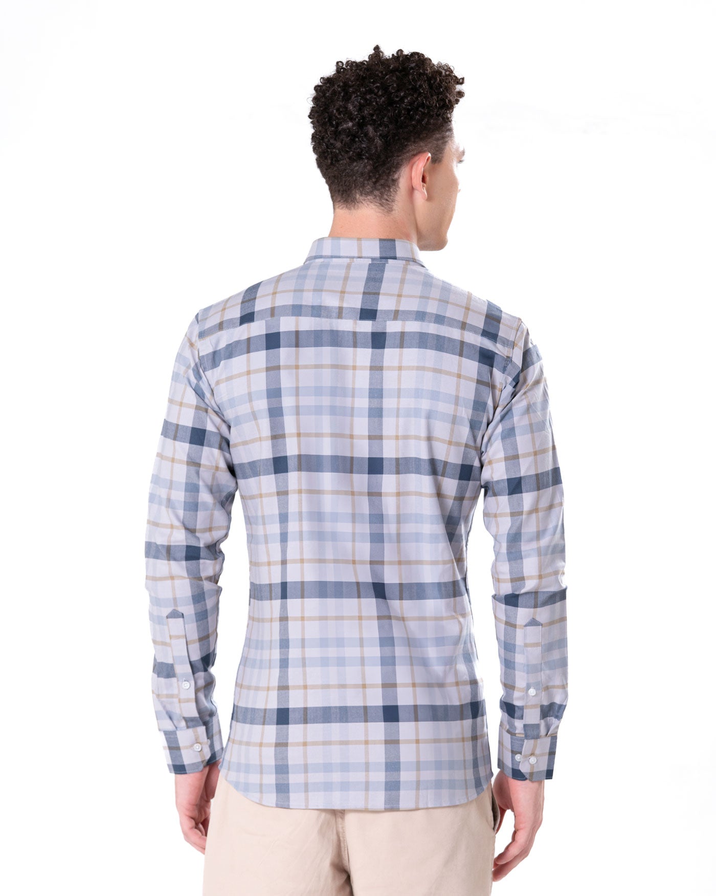 Murcia Silver Cotton Checks Button Down Shirt - Bullane