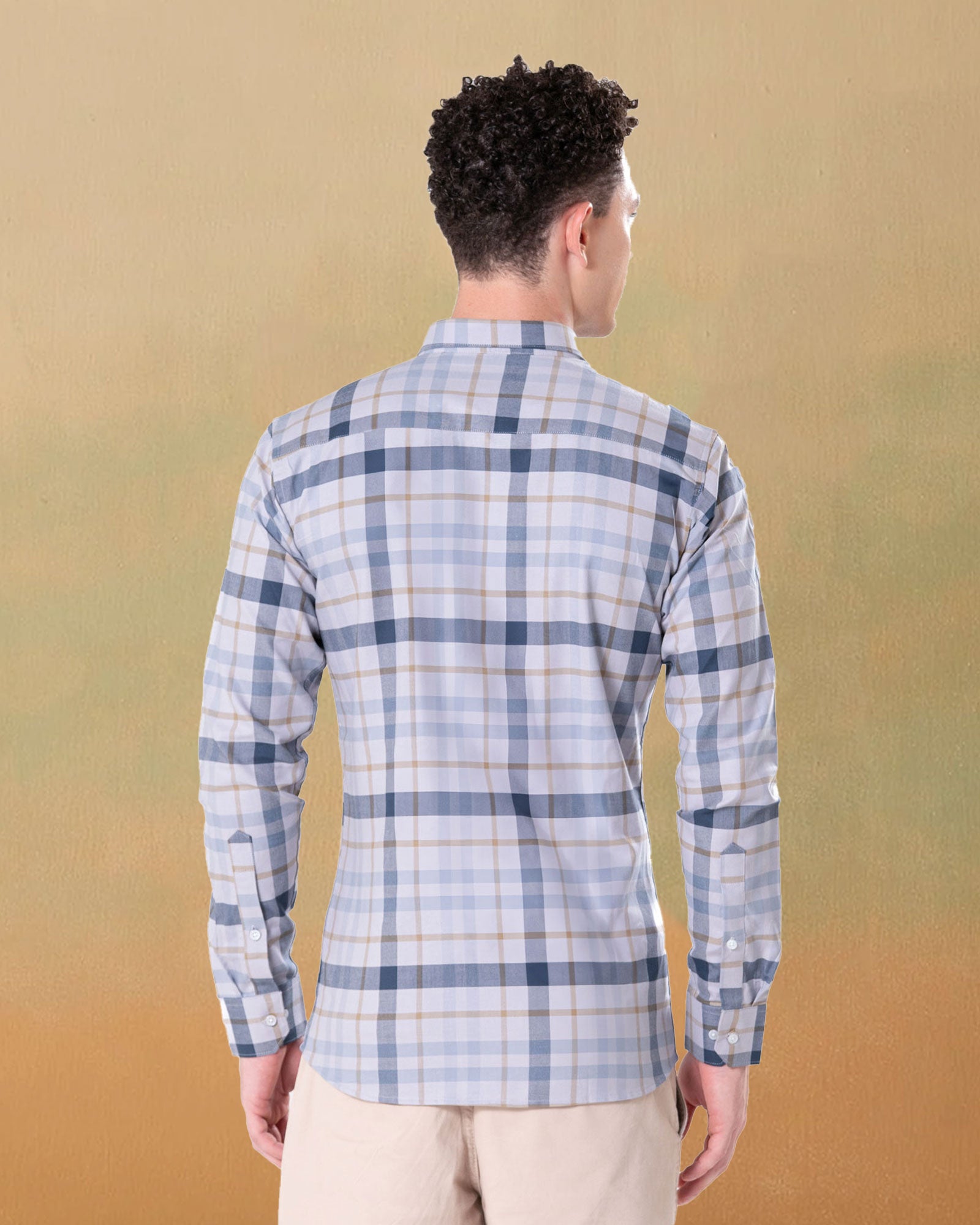 Murcia Silver Cotton Checks Button Down Shirt