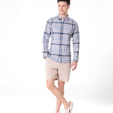 Murcia Silver Cotton Checks Button Down Shirt - Bullane