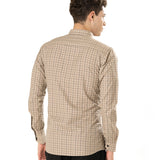 Senza Beige Cotton Checks Shirt - Bullane