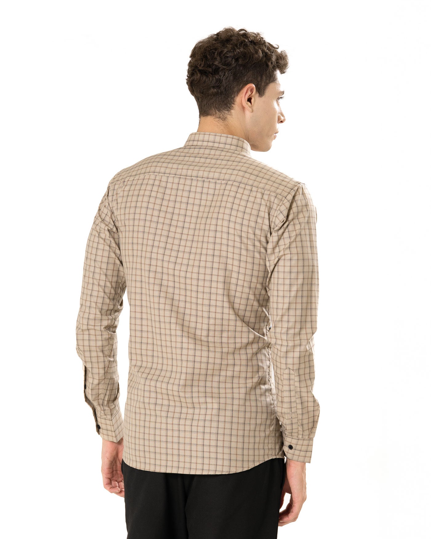 Senza Beige Cotton Checks Shirt - Bullane