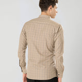 Senza Beige Cotton Checks Shirt