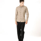 Senza Beige Cotton Checks Shirt - Bullane