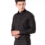 Senza Black Cotton Checks Shirt - Bullane