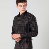 Senza Black Cotton Checks Shirt