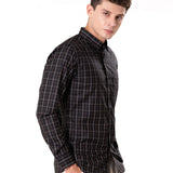 Senza Black Cotton Checks Shirt - Bullane