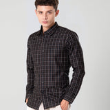 Senza Black Cotton Checks Shirt
