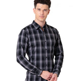 Senza Black With Grey Cotton Checks Shirt - Bullane