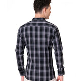 Senza Black With Grey Cotton Checks Shirt - Bullane
