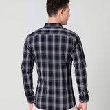 Senza Black With Grey Cotton Checks Shirt