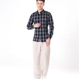 Senza Black With Grey Cotton Checks Shirt - Bullane
