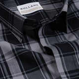 Senza Black With Grey Cotton Checks Shirt