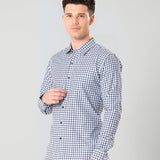 Senza White Cotton Checks Shirt