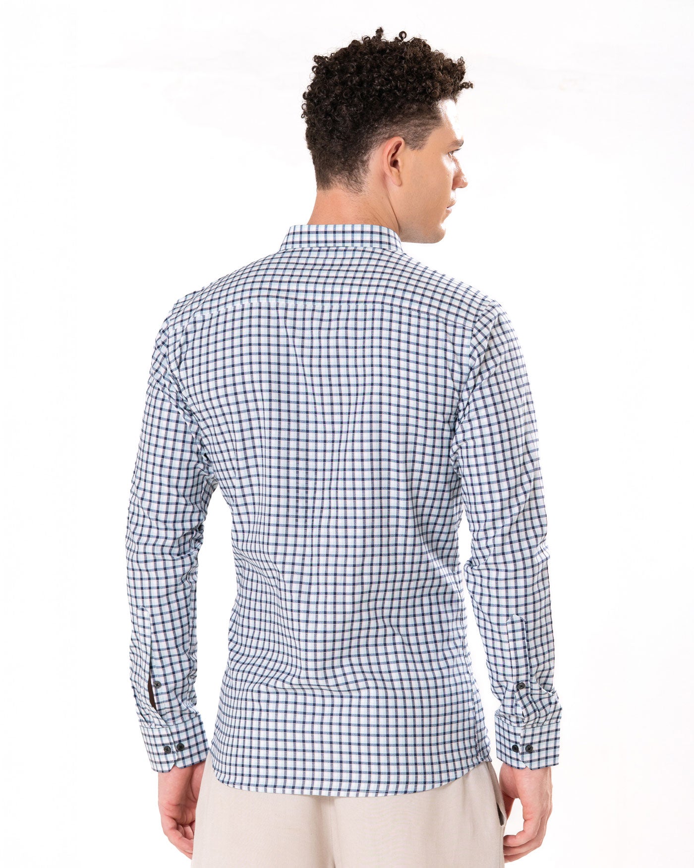 Senza White Cotton Checks Shirt - Bullane