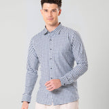 Senza White Cotton Checks Shirt